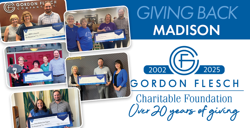 photos of Gordon Flesch Charitable Foundation check presentations to charities in Madison