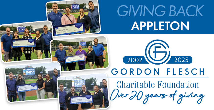 photos of Gordon Flesch Charitable Foundation check presentations to charities in Appleton