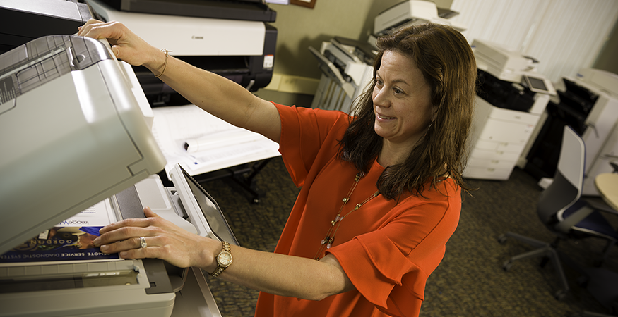 Woman scanning documents